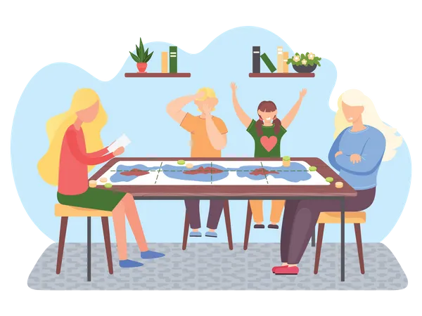 Family play board game  Illustration