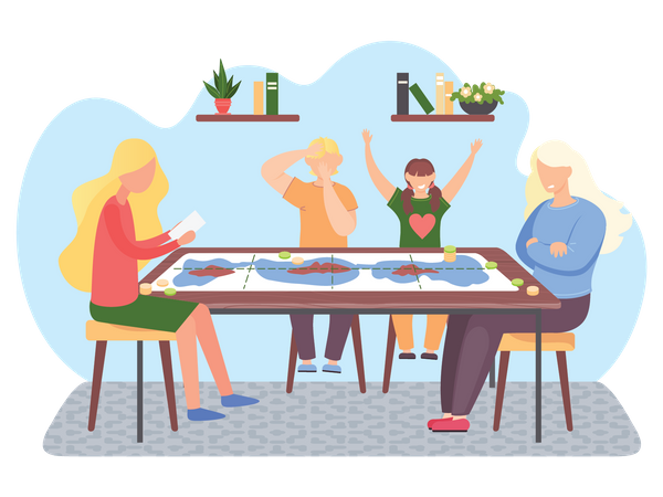 Family play board game  Illustration