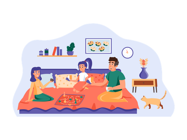 Family playing board game  Illustration