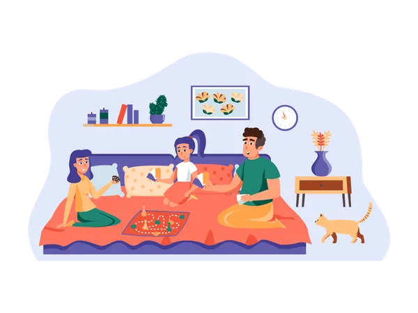 Family playing board game  Illustration