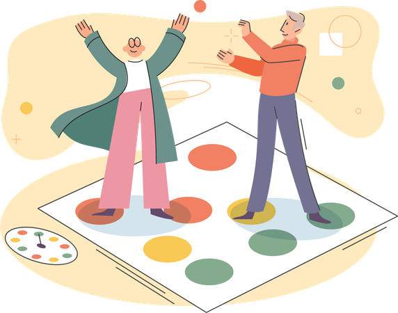 Family playing board game  Illustration