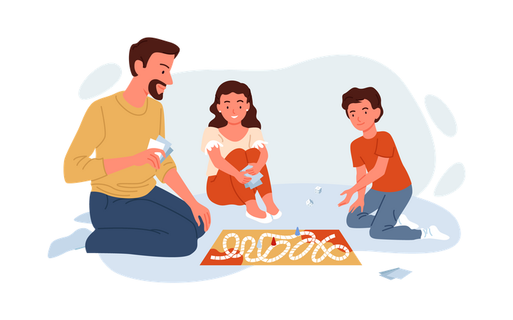 Family playing board game  Illustration