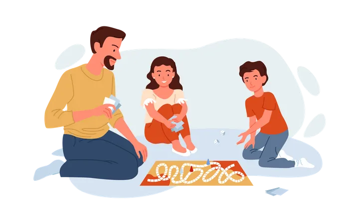 Family playing board game  Illustration