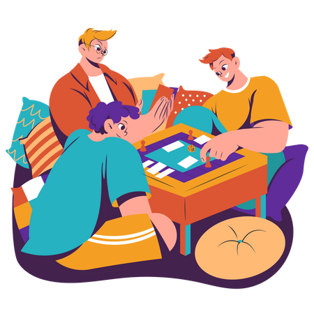 Family playing board game together Illustration