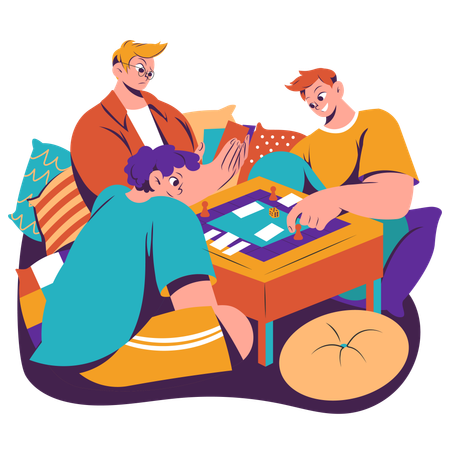 Family playing board game together  Illustration