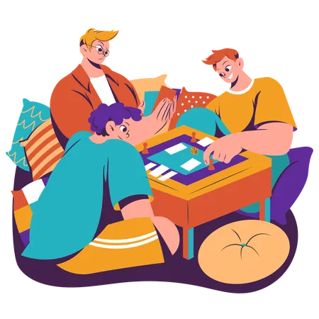 Family playing board game together  Illustration