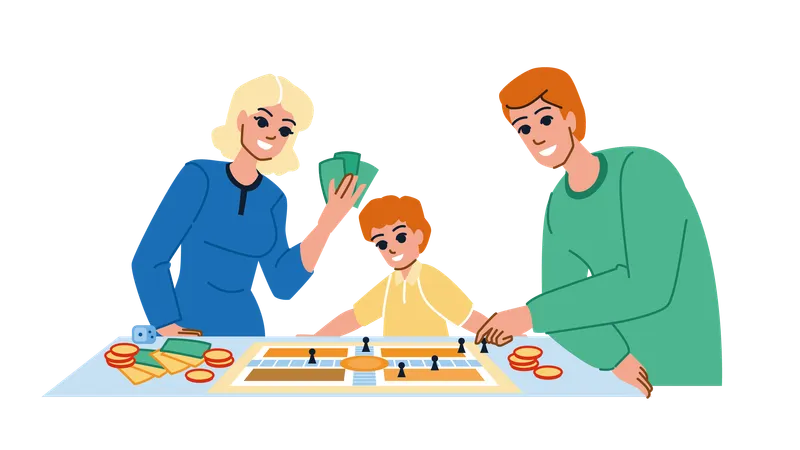 Family playing board games  Illustration