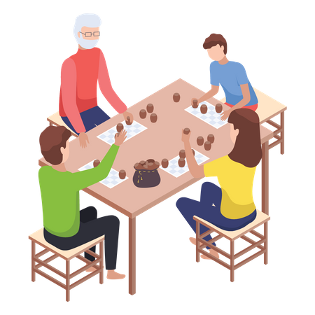 Family playing game Illustration