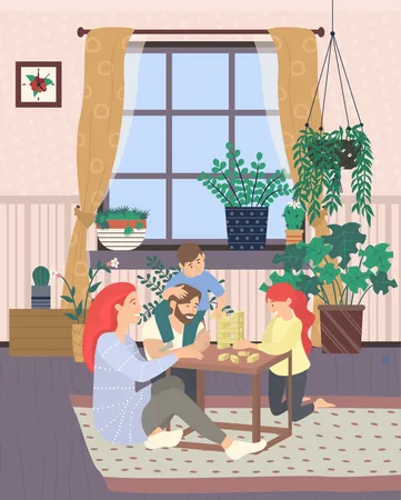 Family playing game  Illustration