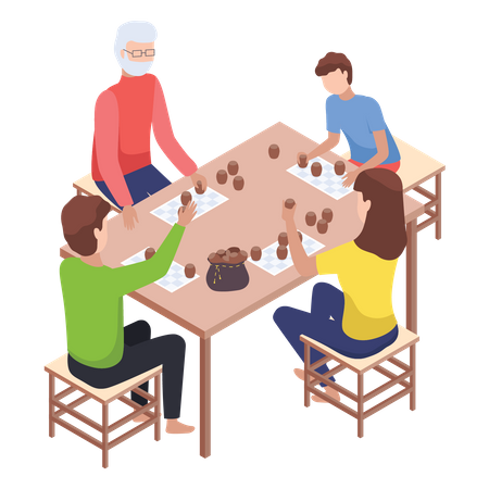 Family playing game  Illustration