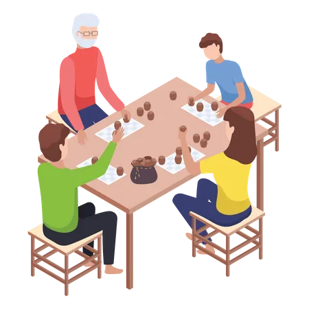 Family playing game  Illustration