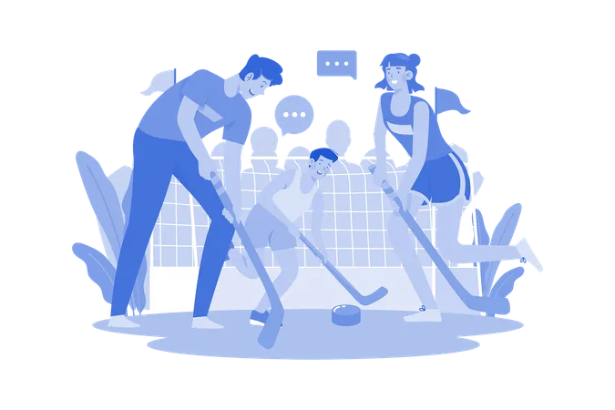 Family Playing Hockey Illustration Concept A Flat Illustration Isolated On White Background Illustration