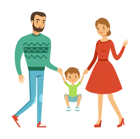 Family playing with kid  Illustration