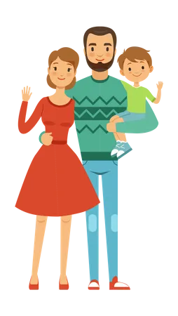 Family posing with kid  Illustration