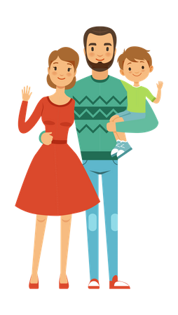 Family posing with kid  Illustration