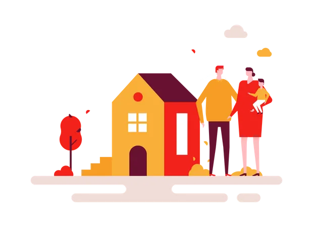 Family purchasing new home Illustration