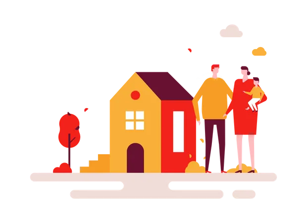 Family purchasing new home  Illustration