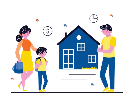 Family purchasing new house Illustration