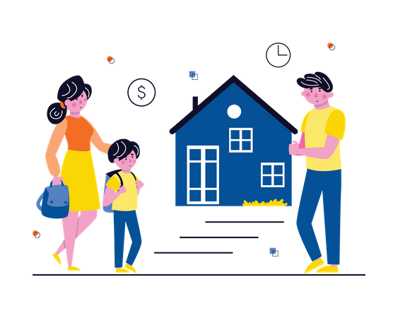 Family purchasing new house  Illustration