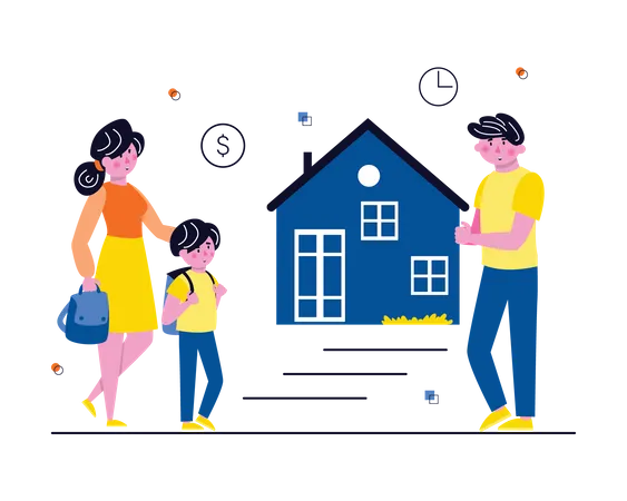 Family purchasing new house  Illustration