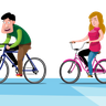 illustrations of family riding bicycle