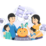 illustrations of family saving