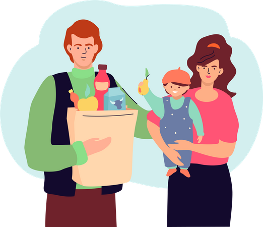 Family shopping  Illustration