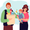 family shopping illustration free download