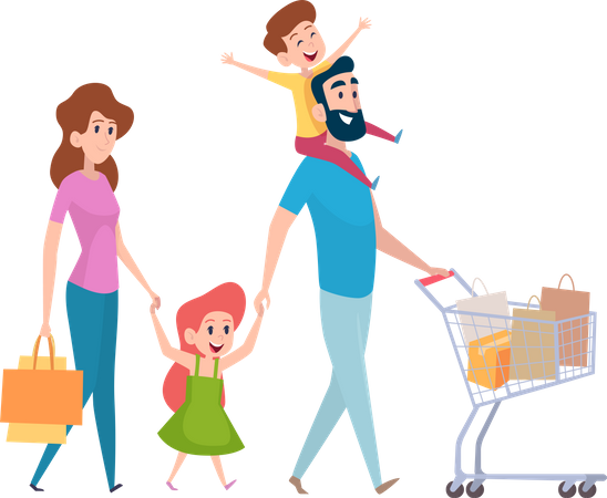 Family shopping together  Illustration