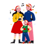 free family singing illustrations
