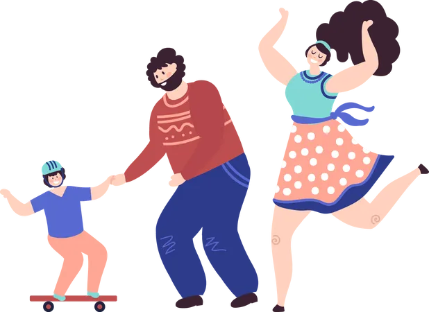 Family spend time together  Illustration