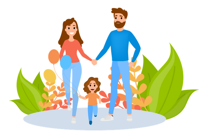 Family spend time together outdoor Illustration
