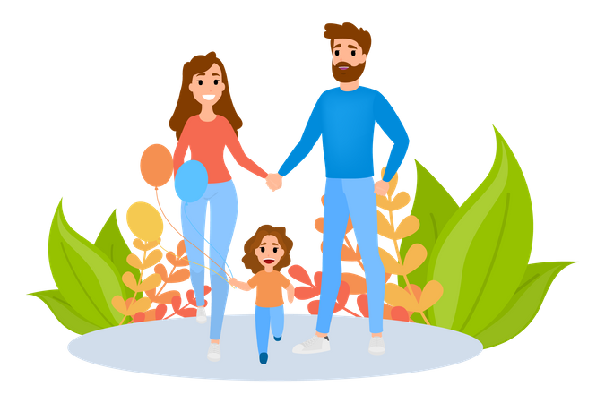 Family spend time together outdoor  Illustration