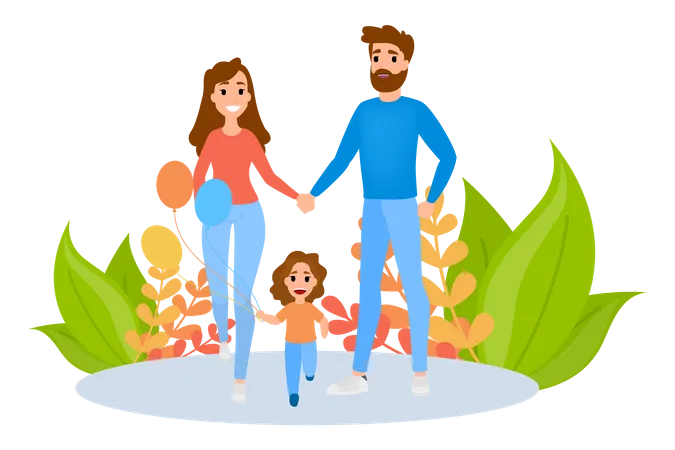 Family spend time together outdoor  Illustration