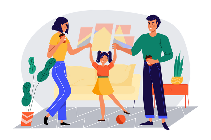 Family spending time together  Illustration