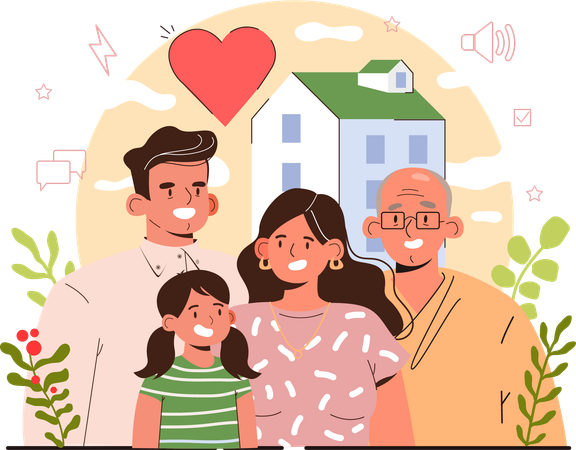 Family spending time with each other  Illustration