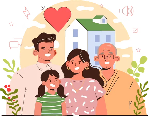 Family spending time with each other  Illustration