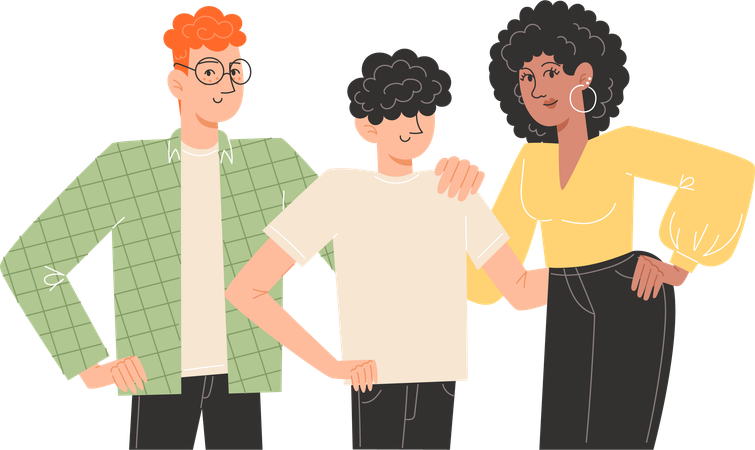 Family standing next to each other  Illustration