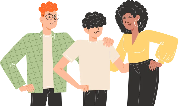 Family standing next to each other  Illustration