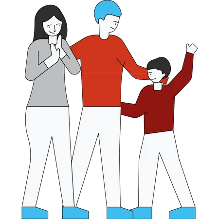 The Family Is Standing Illustration