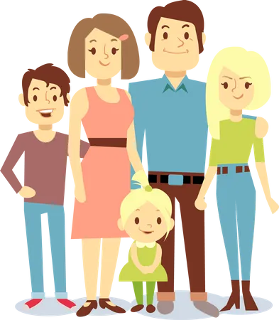 Family Standing Together  Illustration