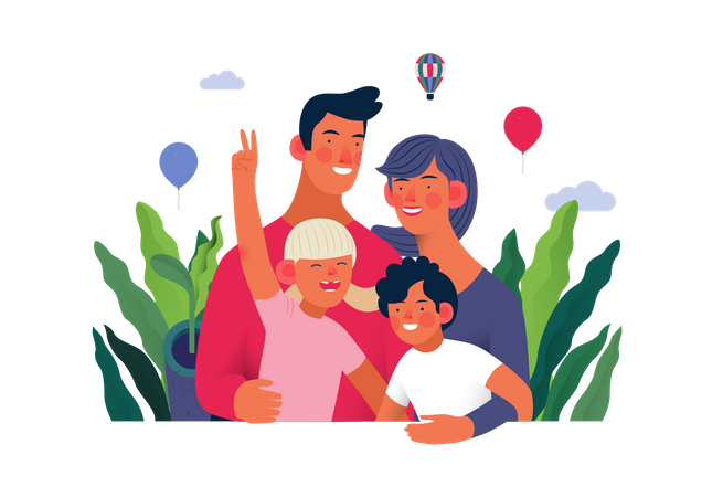 Family standing together  Illustration