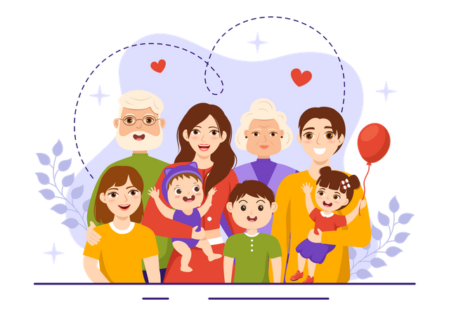 Family standing together  Illustration