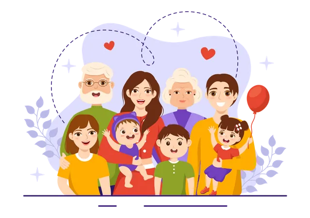 Family standing together  Illustration