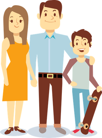 Family Standing Together  Illustration