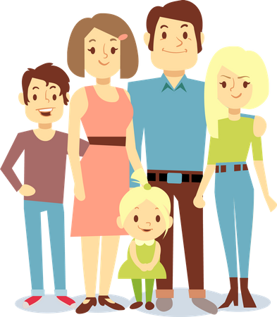 Family Standing Together  Illustration