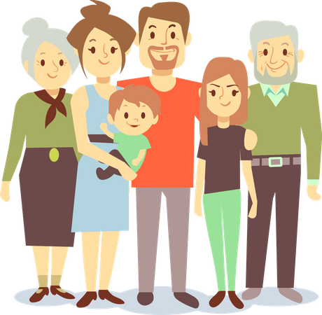 Family Standing Together  Illustration