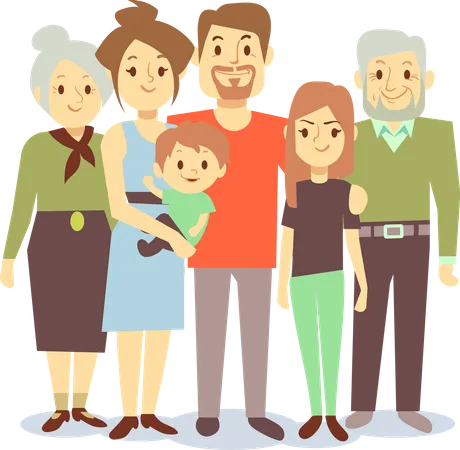 Family Standing Together  Illustration