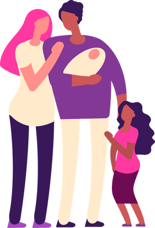 Family standing together  Illustration