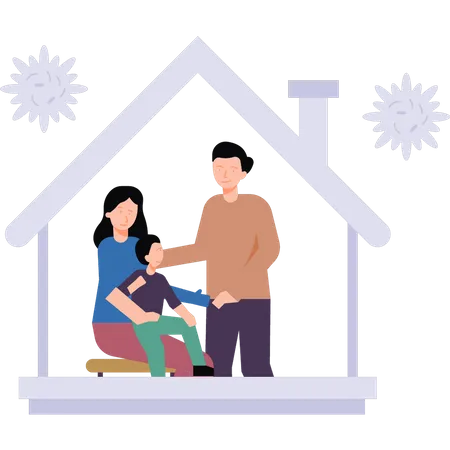 Family staying at home  Illustration
